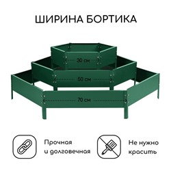 Клумба оцинкованная, 3 яруса, d=60–100–140 см, высота бортика 45 см, зелёная, Greengo