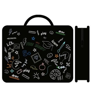 Папка пластиковая А4 на молнии с ручками 33х26х7,5 см ПМ-А4-26 "КЛЁВАЯ ШКОЛА 2026" Пчелка