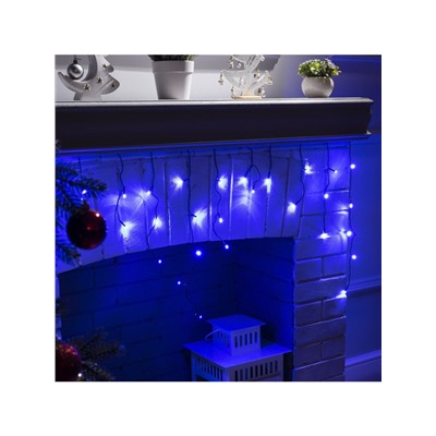 Гирлянда «Бахрома» 3×0.5 м, IP20, тёмная нить, 80 LED, свечение синее, 8 режимов, 220 В