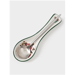 Подставка под ложку новогодняя Доляна «Сказки зимнего леса», 22.3×7.1×2.7 см, доломит, белая