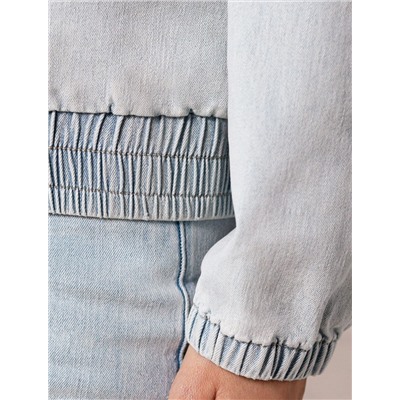 Джинсовый бомбер на молнии из эластичного плотного денима