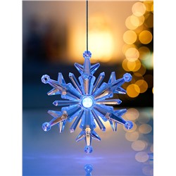 Подвеска светодиодная «Ледяная снежинка» 11 см, 1 LED, от батареек LR41×3, свечение синее/красное