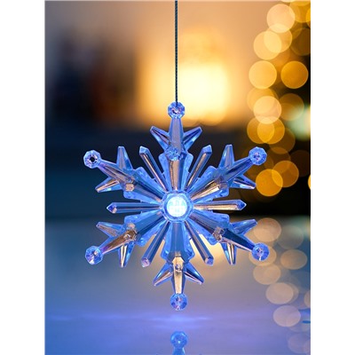 Подвеска светодиодная «Ледяная снежинка» 11 см, 1 LED, от батареек LR41×3, свечение синее/красное