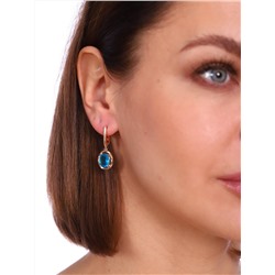 Серьги Дубай, ювелирная бижутерия с фианитом, покрытие позолота, цвет голубой, 271625, арт.847.077