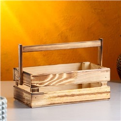 Подарочный ящик «Двушка», 24.5×13.5×9 см, деревянный, с ручкой, цвет обожжённое дерево