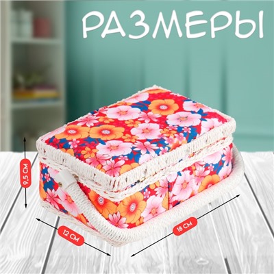 Шкатулка для рукоделия и шитья «Японский сад», хранение ниток, иголок, мелочи, 18×12×9.5 см