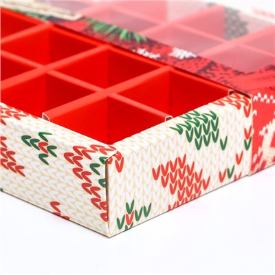 Коробка под 16 конфет «Новогодняя», 17.5×17.5×3.5 см