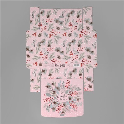 Коробка подарочная новогодняя складная «Новогодняя ботаника», 20×18×5 см, Новый год