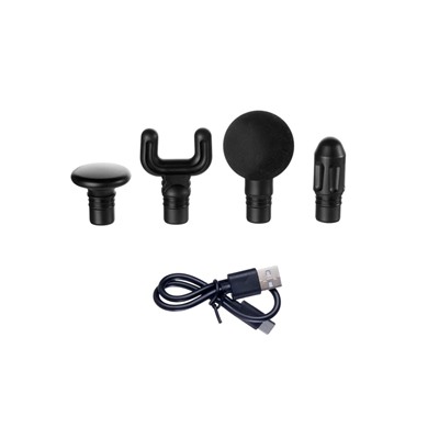 Массажёр для тела Hoco HP50, перкуссионный, 4 режима, 4 насадки, 3200 об/мин, чёрный