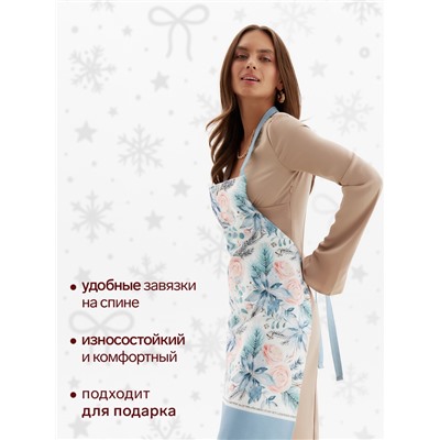 Фартук новогодний «Этель» Christmas flowers 60×70 см, 100% хл, саржа 190 г/м²