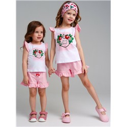 Комплект детский трикотажный для девочек: фуфайка (футболка), шорты
