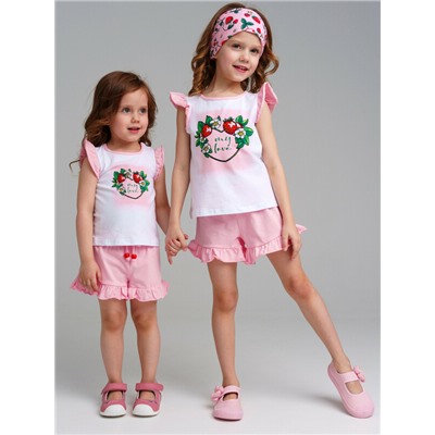 Комплект детский трикотажный для девочек: фуфайка (футболка), шорты