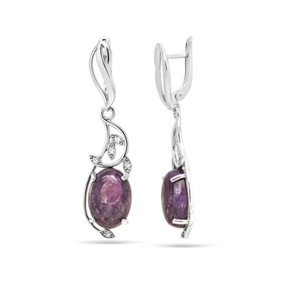 Серьги из серебра чароит, СПН4043