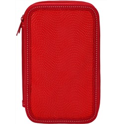 Пенал 3-секц. КРАСНЫЙ ГЛАДКИЙ (ПН-8613) 190х105, принтованная ткань капля