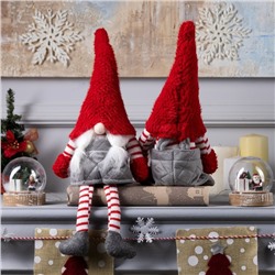 Светодиодная фигура «Гном с усами» 14×47×9 см, текстиль, батарейки AG10×3 (в комплекте), свечение тёплое белое