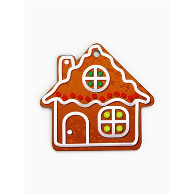 Ёлочная игрушка деревянная «Новый год: домик», набор 10 шт.