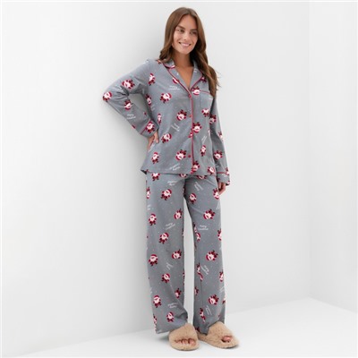 Пижама новогодняя женская (рубашка, брюки) KAFTAN «Дед мороз», размер 40-42