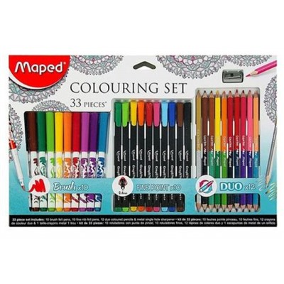 Набор для рисования 897417 (10 фломастеров-кистей,10 капилляр. руч., 12 двусторонних цвет.кар., точилка) Maped