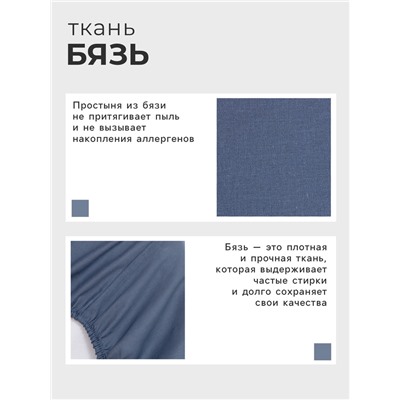 Простыня на резинке 1.5-спальная «Этель», 140×200+25 см, синяя, бязь