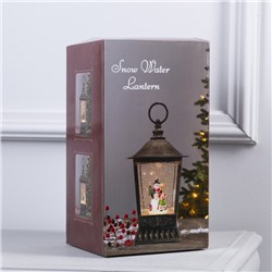 Светодиодная фигура «Фонарь с Дедом Морозом» 12×24×12 см, пластик, батарейки ААх3 (не в комплекте), USB, свечение тёплое белое