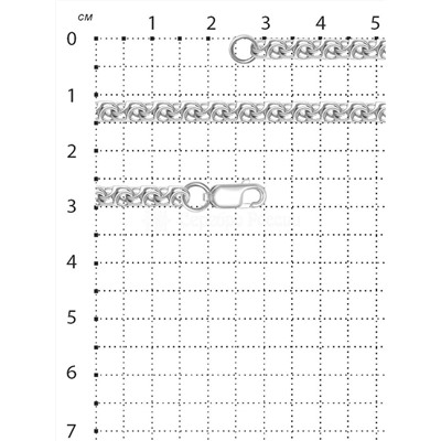 Цепь из серебра Москвичка родированная, сечение 0,7 925 пробы москвичка 0,7