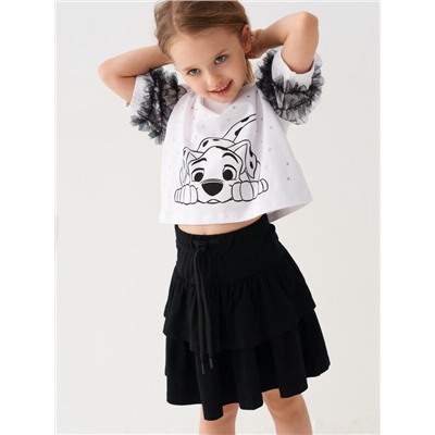 Комплект трикотажный для девочек: джемпер (футболка), юбка