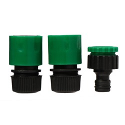 Набор для полива: пистолет-распылитель, коннектор 1/2" (12 мм) - 2 шт., штуцер 1/2"-3/4", быстросъёмный, пластик, Greengo