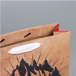 Пакет подарочный новогодний крафтовый «С Новым годом», M 26×30×9 см