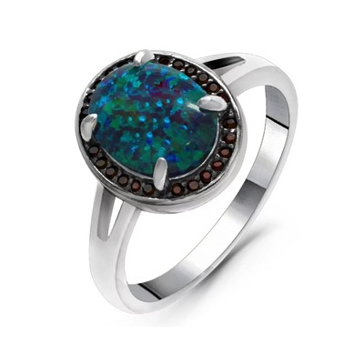 Кольцо из серебра опал черный, МОВ0324