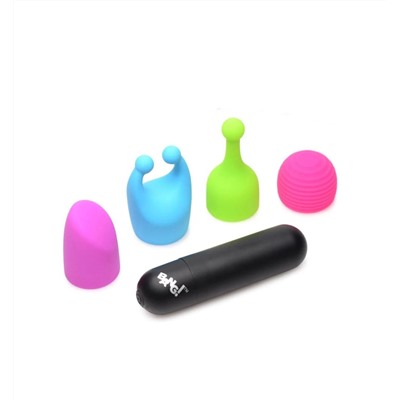 Вибропуля с 4 эластичными насадками Rechargeable Bullet With 4 Attachments