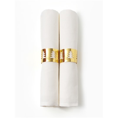 Набор сервировочных салфеток с декоративными кольцами Этель Golden deer 40×40 см - 2 шт., 100% лён