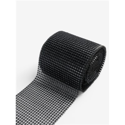 Лента с имитацией страз, 12 см, 9±1 м, чёрная