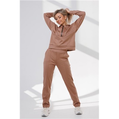 Костюм спортивный без начеса на молнии 43065 (Светло-коричневый)