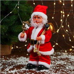 Дед Мороз под ёлку «Зимнее волшебство. Новогодняя игрушка в шубке, ремешок, с фонариком» с подсветкой, двигается, 27 см