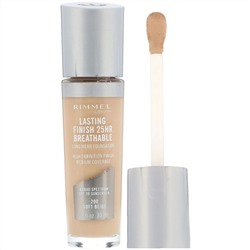 Rimmel London, Стойкая тональная основа Lasting Finish 25HR Breathable, оттенок 200 светло-бежевый, 30 мл