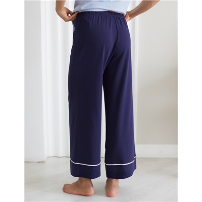 Укороченные брюки из эластичного хлопка с контрастным кантом