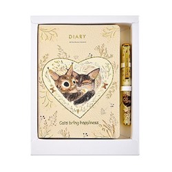 Подарочный набор Ежедневник недатированный А6+ "Love me.Котики  приносят счастье" + ручка 3-742-482/08 Bruno Visconti