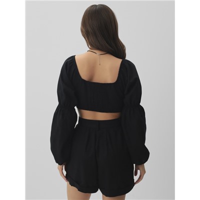 Кроп-топ с длинными рукавами MIST, черный, р-р XS