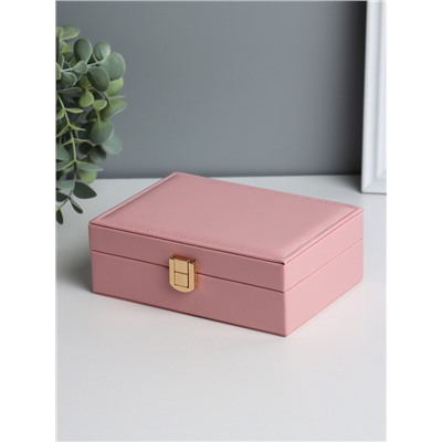 Шкатулка для украшений «Матовая гладь. Прямоугольная», кожзам, розовая, 16×11.5×5.5 см