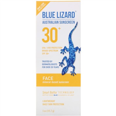 Blue Lizard Australian Sunscreen, Face, Mineral-Based Sunscreen, SPF 30+, 5 oz (141.7 g)