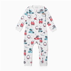 Комбинезон детский MINAKU New Year's cars», рост 80-86 см, белый