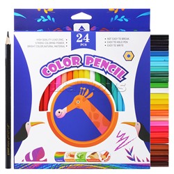 Карандаши цветные 24 цвета. шестигранные заточенные  "Яркие краски"    Высокий уровень качества, цвета яркие, насыщенные , корпус деревянный из липы, европодвес