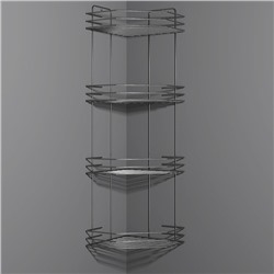 Полка для ванной угловая 4-х ярусная, 20,5×20,5×72 см, хром