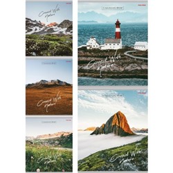 Тетрадь  48л клетка "ВООДУШЕВЛЯЮЩИЕ ПЕЙЗАЖИ" цветная мел обл.,5 диз в спайке Т48-6028 Проф-Пресс