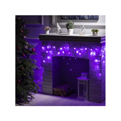 Гирлянда «Бахрома» 3×0.5 м, IP20, тёмная нить, 80 LED, свечение фиолетовое, 8 режимов, 220 В