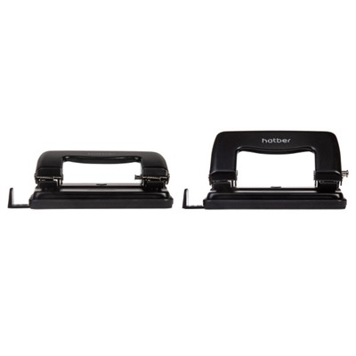 Дырокол на  12 л. металл "Рекорд" черный ,с линейкой 092223 Хатбер