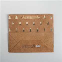 Пакет подарочный новогодний крафтовый «Ёлочки», ML 27×23×11.5 см