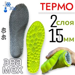 Стельки зимние тёплые ортопедические для обуви и кроссовок, мягкие, анатомические, амортизирующие вкладыши от плоскостопия женские 40-46