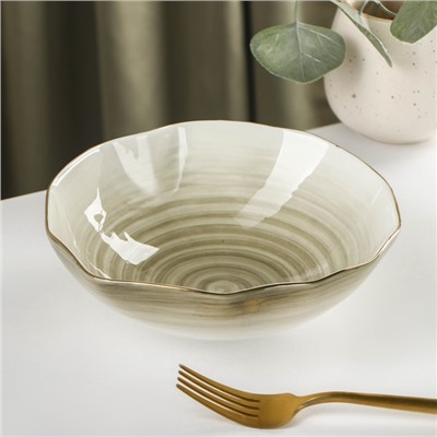 Салатник фарфоровый Доляна «Млечный путь», 700 мл, d=17.5 см, цвет серый