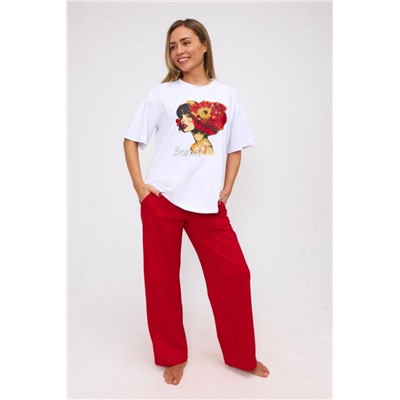 Пижама Beauti (футболка _ брюки) (Красно-белый)